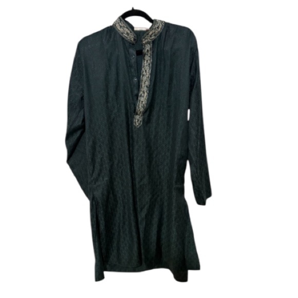 Other - Dark Green Kurta with Patterned Trim